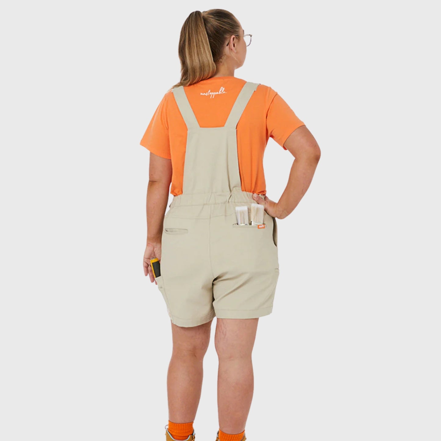 ZADIE WORKWEAR THE GRIND SHORTALL - STONE