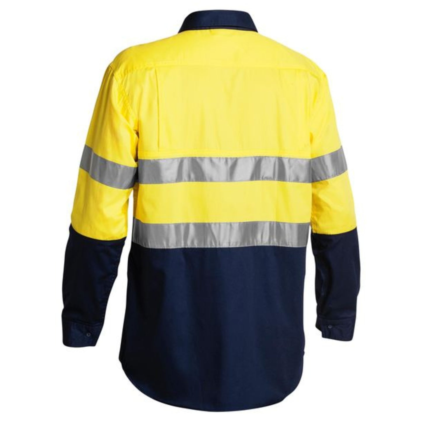 BISLEY MENS HI VIS SHIRT LS COOL TAPE - NAVY / YELLOW