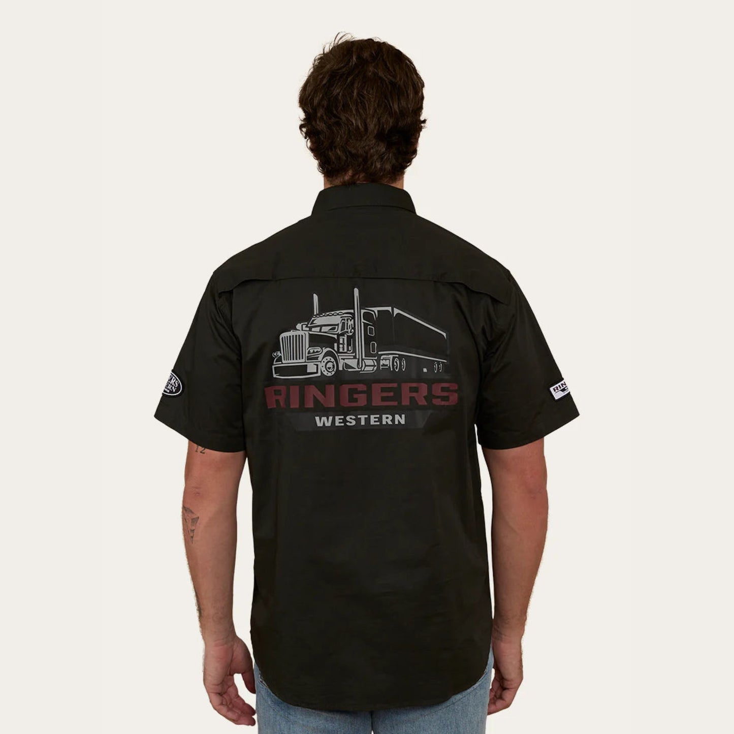 Big Rig Mens Short Sleeve Dress Shirt - Charcoal