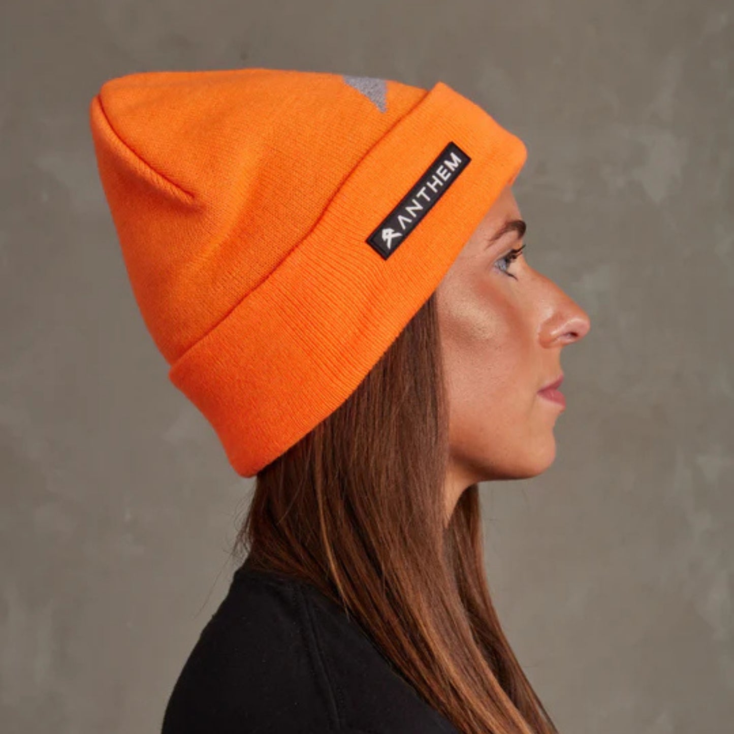 ANTHEM KNIT LOGO BEANIE HI VIS ORANGE