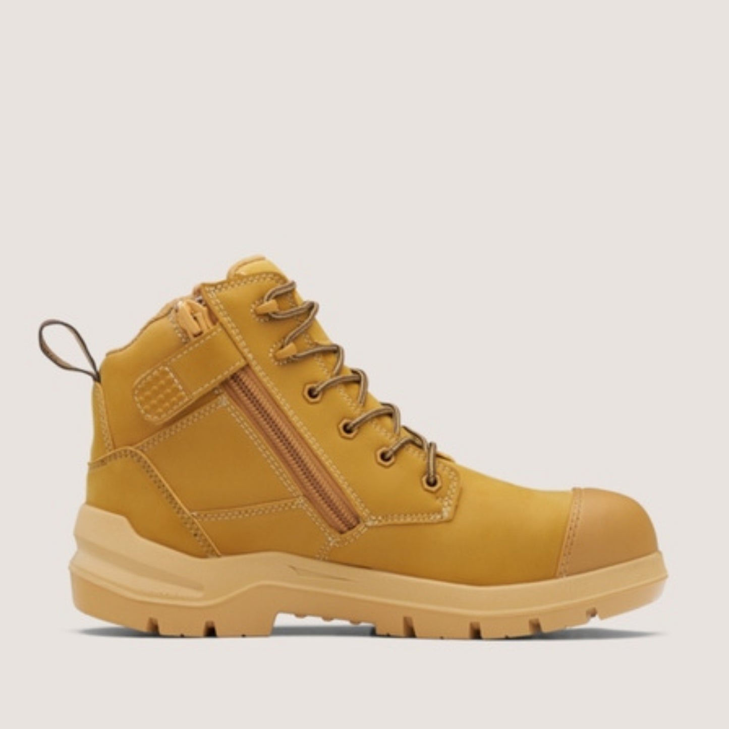 BLUNDSTONE #7599 UNISEX DURAFIT SAFETY ZIP WATERPROOF BOOT - WHEAT