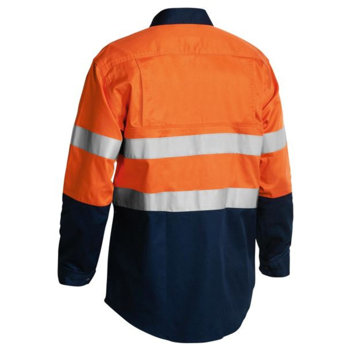 BISLEY MENS HI VIS SHIRT LS COOL TAPE - ORANGE / NAVY