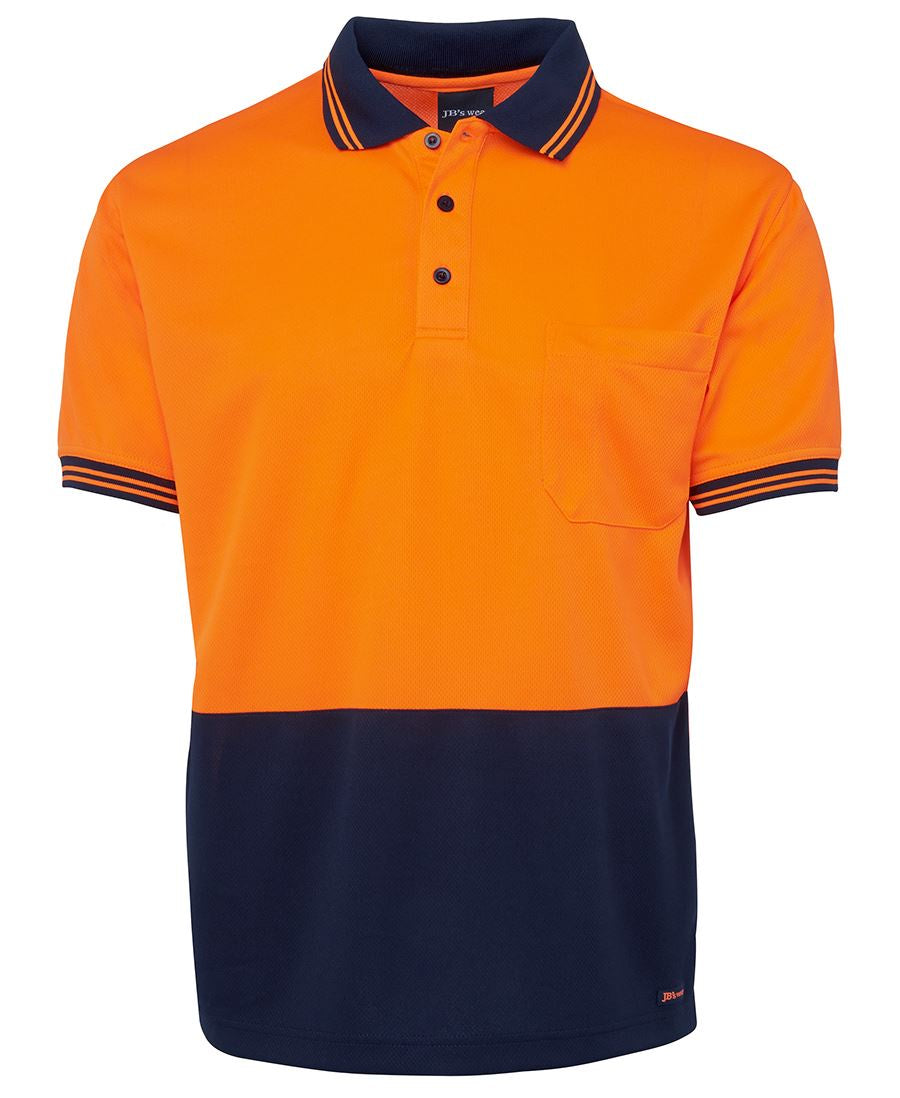 JB's Hi Vis S/S Cotton Back Polo- ORANGE/NAVY