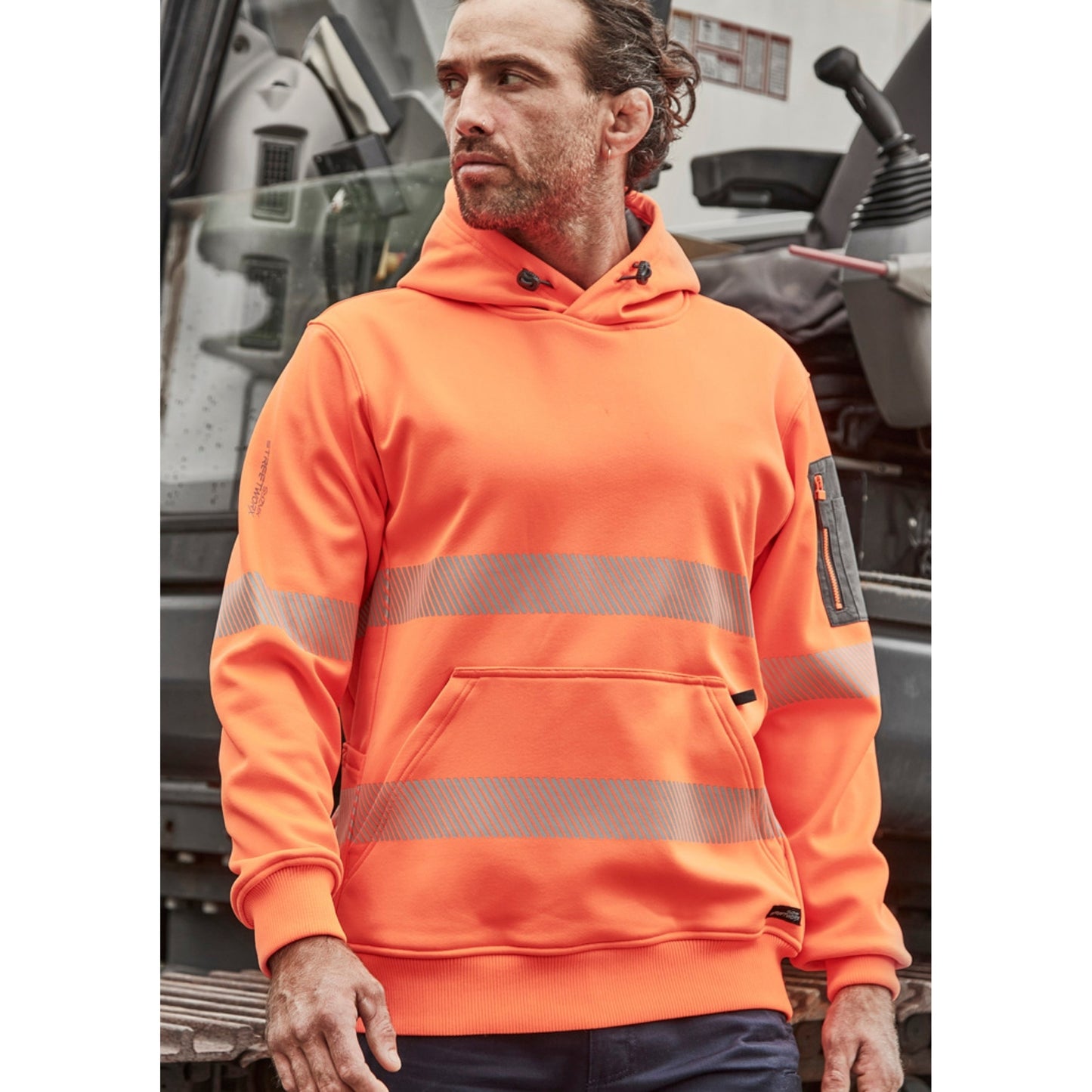 SYZMIK ZT867 UNISEX STREETWORX WATER RESISTANT HOODIE WITH SEGMENTED TAPE - ORANGE