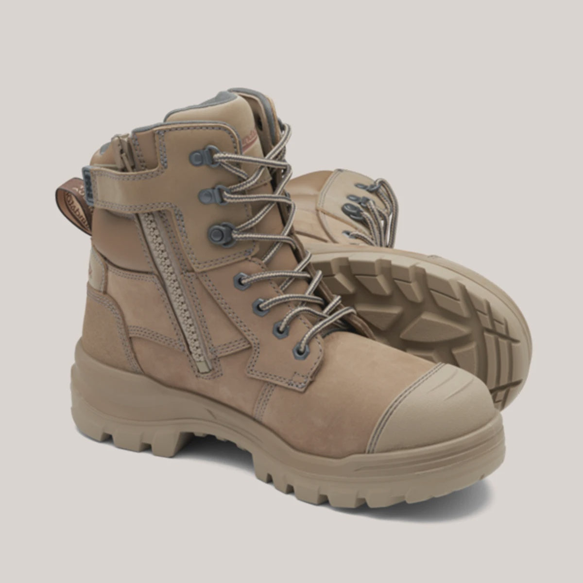BLUNDSTONE #8063 UNISEX ROTOFLEX SAFETY BOOTS - STONE