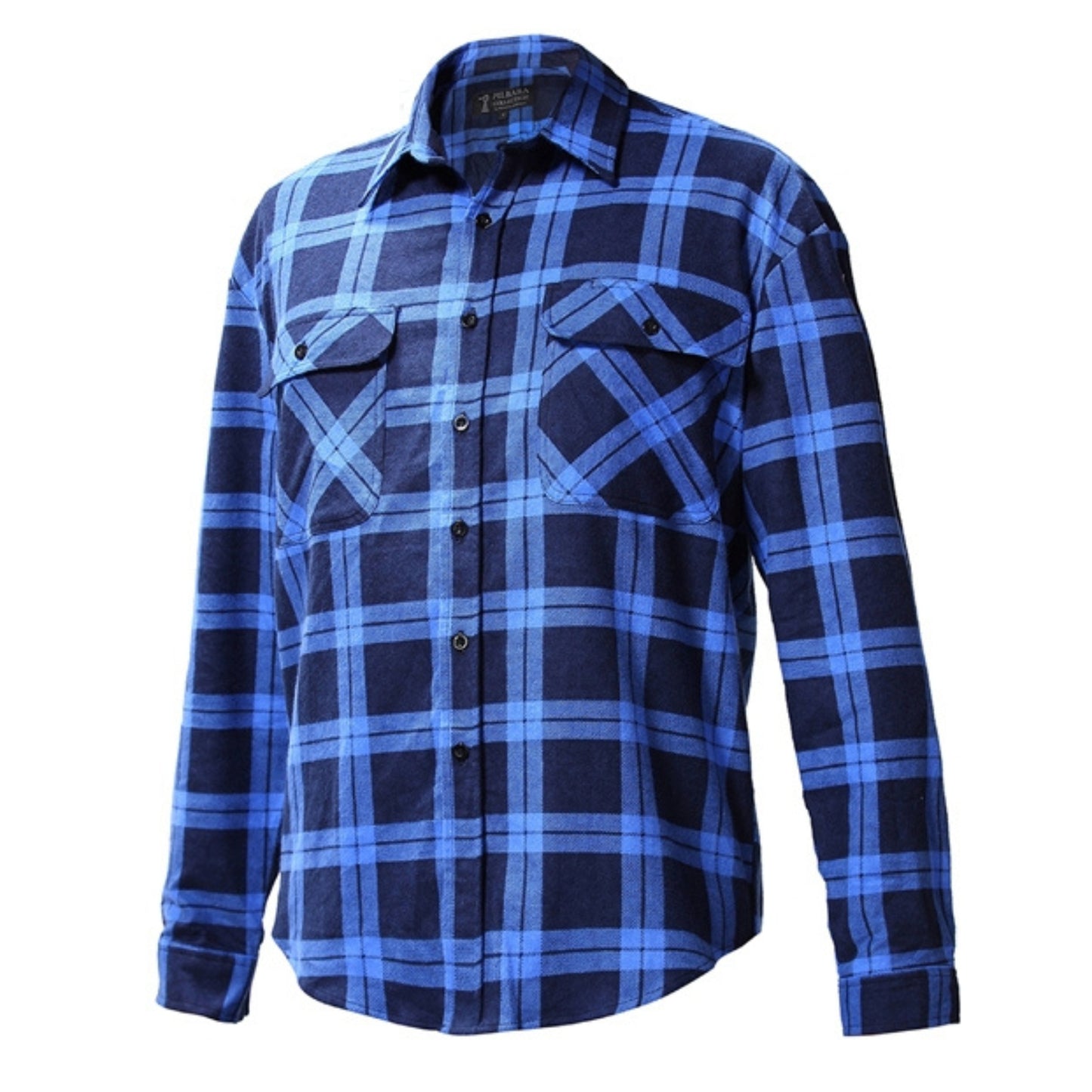 MENS OPEN FRONT FLANNELETTE SHIRT - ROYAL NAVY