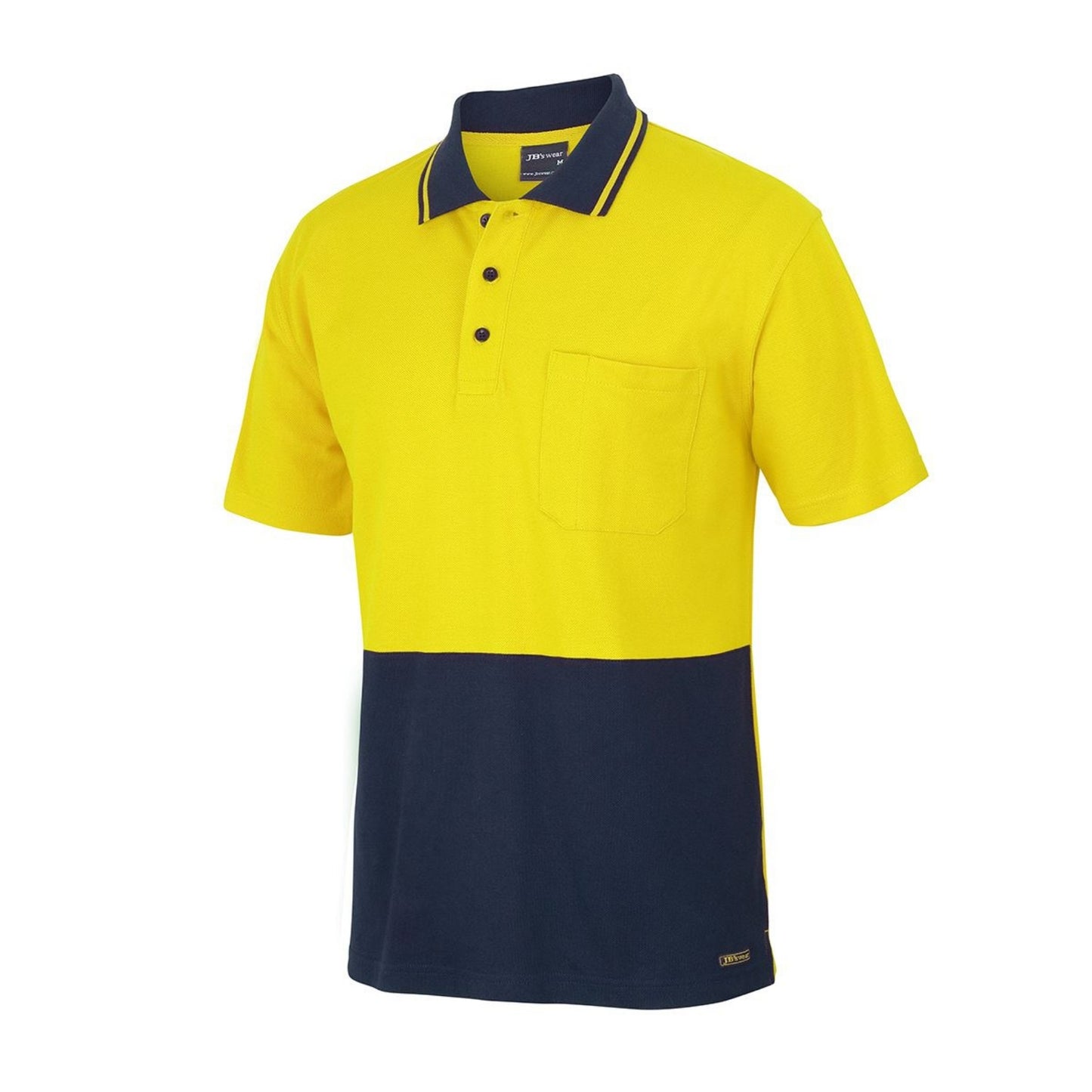 JB'S HI VIS S/S COTTON PIQUE TRAD POLO - YELLOW/NAVY