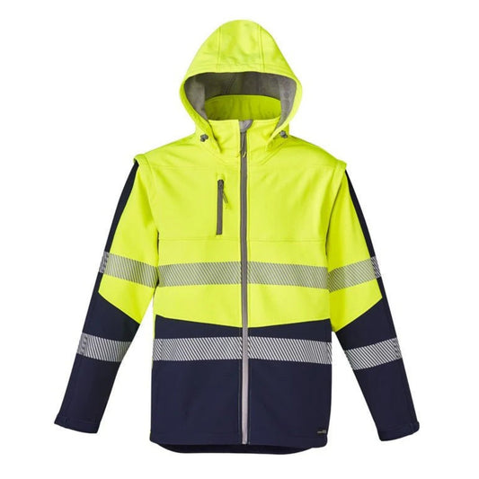 SYZMIK UNISEX STREETWORX 2 IN 1 STRETCH SOFTSHELL JACKET - YELLOW/NAVY