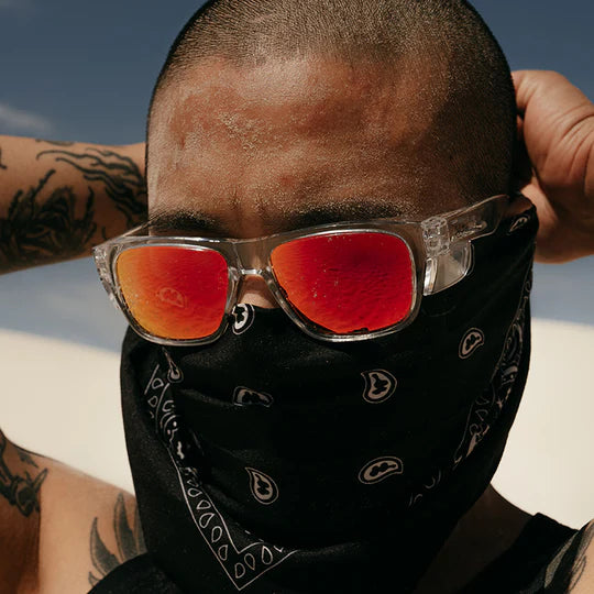 SAFESTYLE FUSIONS CLEAR FRAME MIRRORS RED POLARISED UV400 LENS