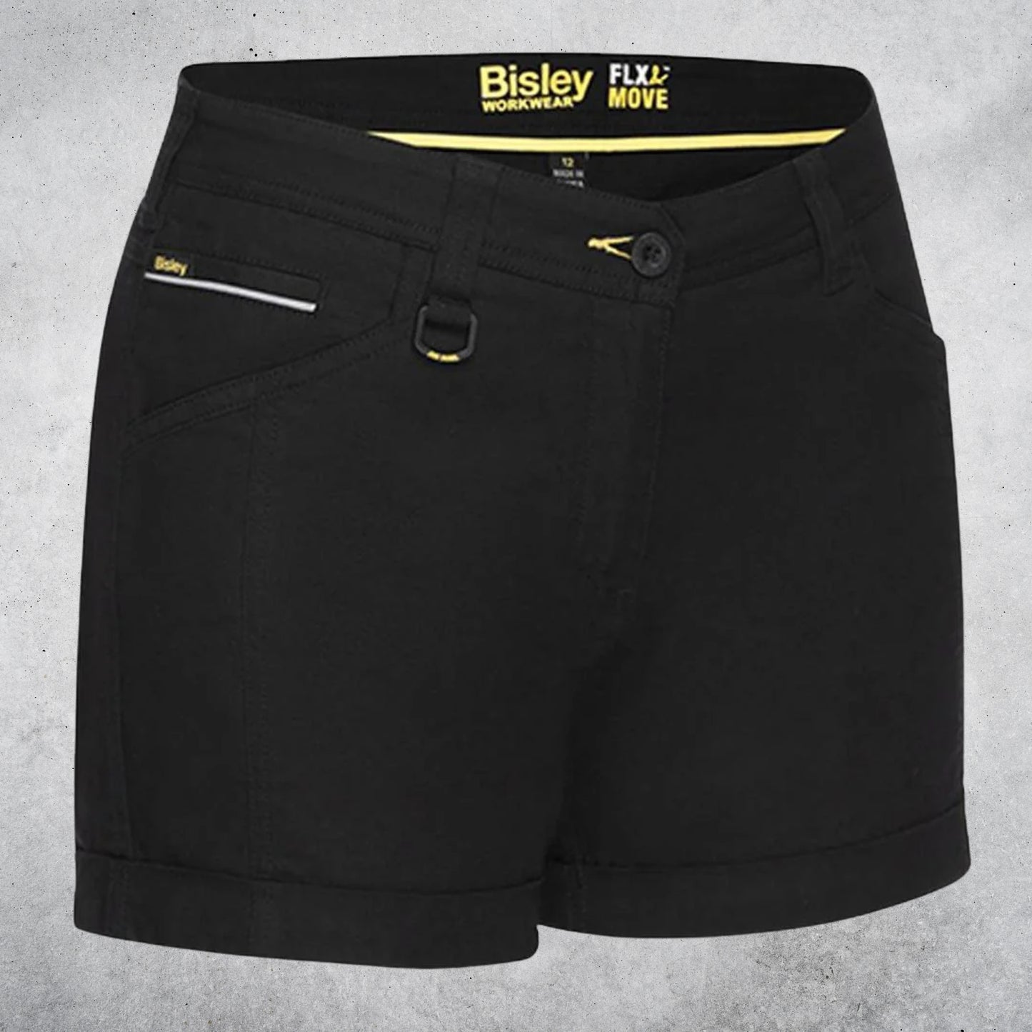 BISLEY WOMENS FLEX & MOVE SHORT SHORTS BLACK
