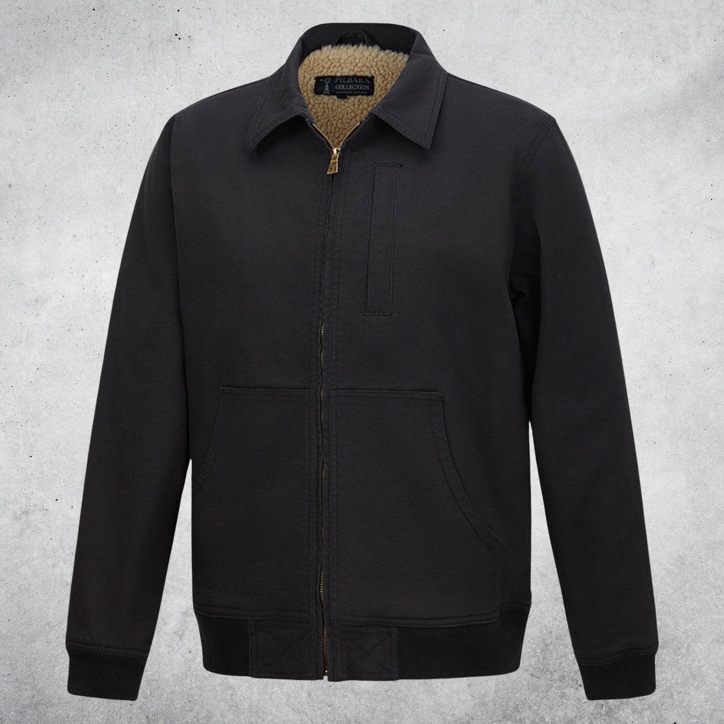 PILBARA MEN'S SHERPA BOMBER JACKET - BLACK