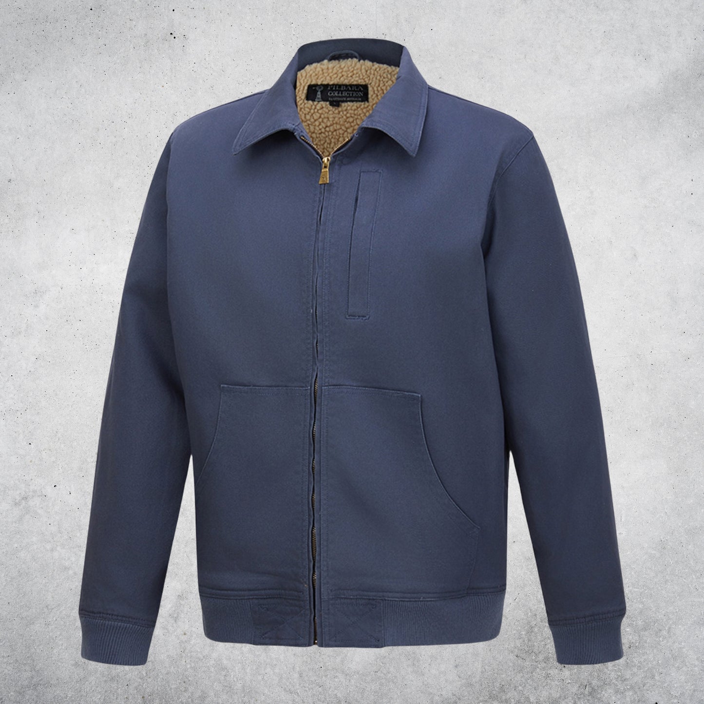 PILBARA MEN'S SHERPA BOMBER JACKET - STEEL BLUE