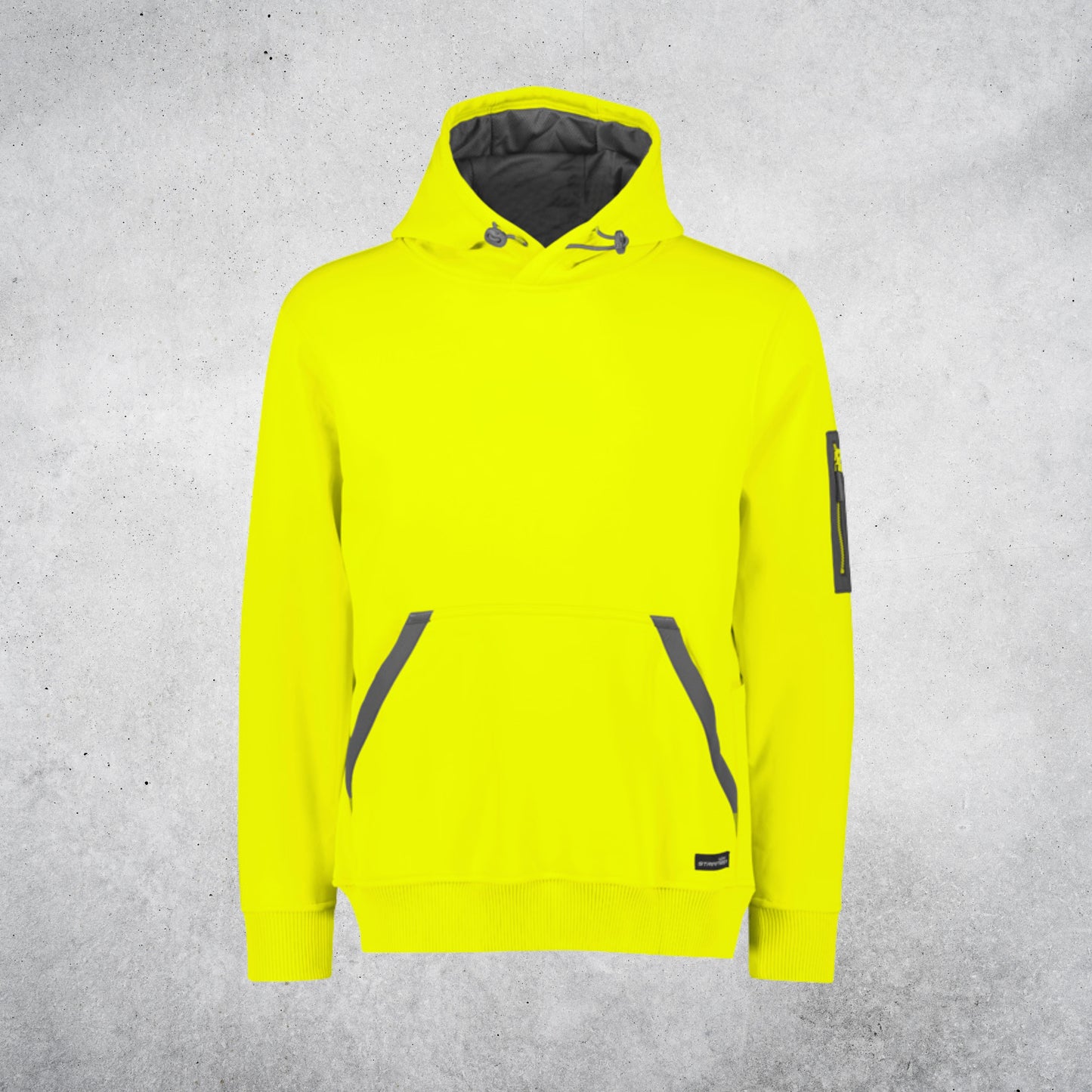 SYZMIK STREETWORX MENS WATER RES HOODIE - YELLOW / DARK GREY