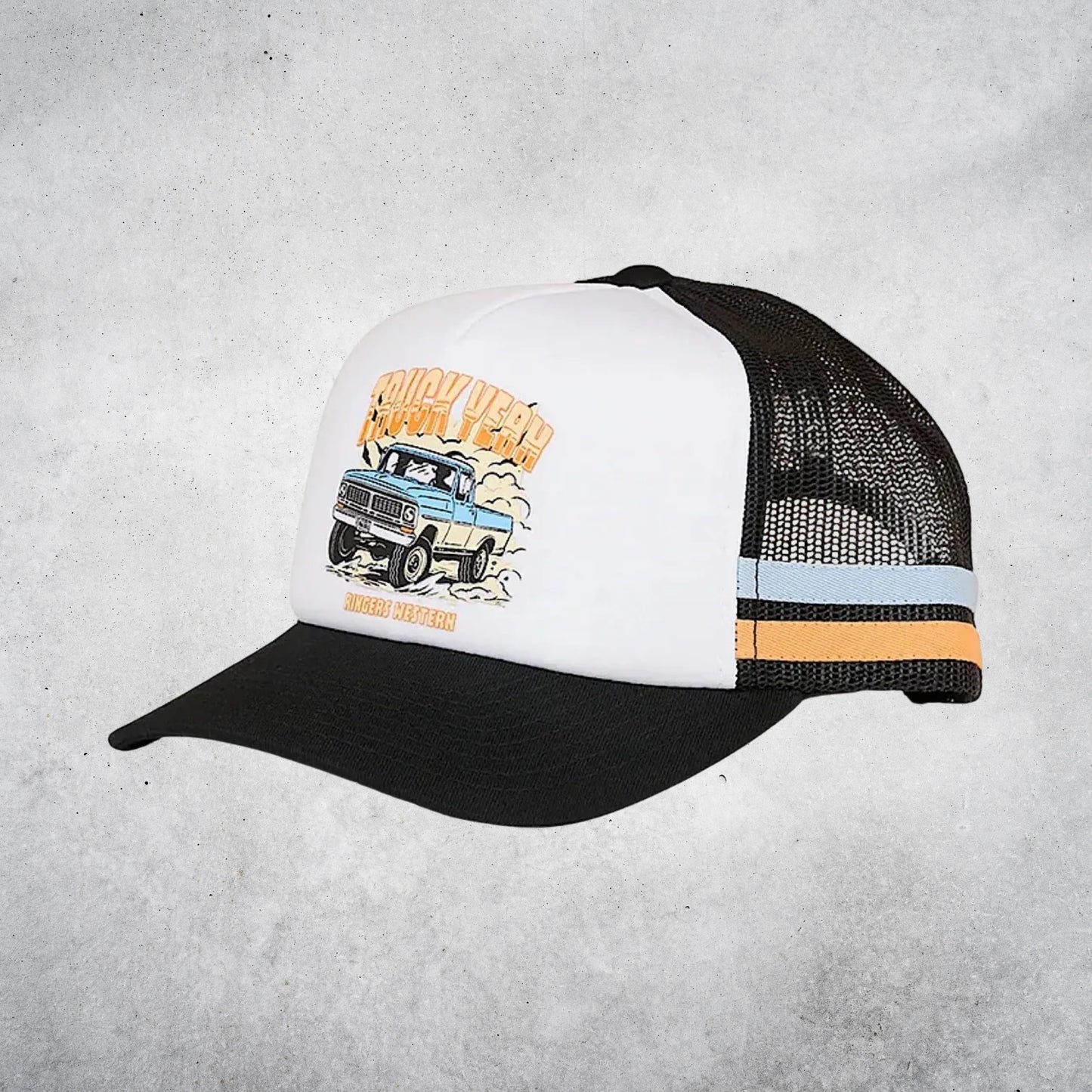 RINGERS WESTERN KIDS TRUCK YEAH FOAM TRUCKER CAP - WHITE/BLACK