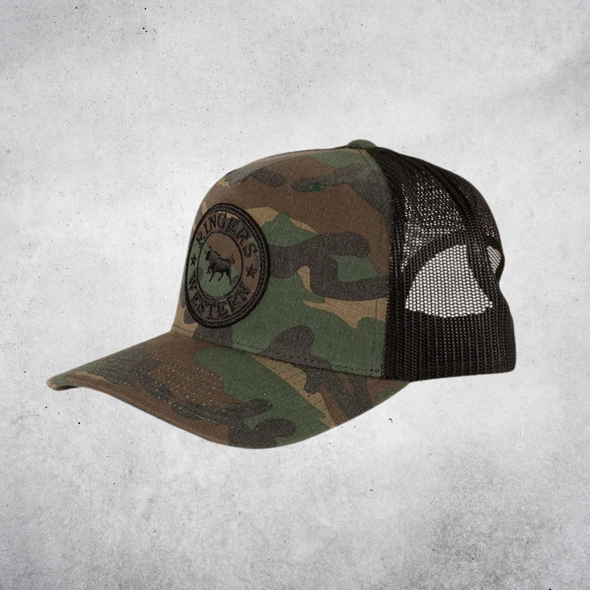 RINGERS WESTERN SIGNATURE BULL TRUCKER CAP - CAMO / BLACK