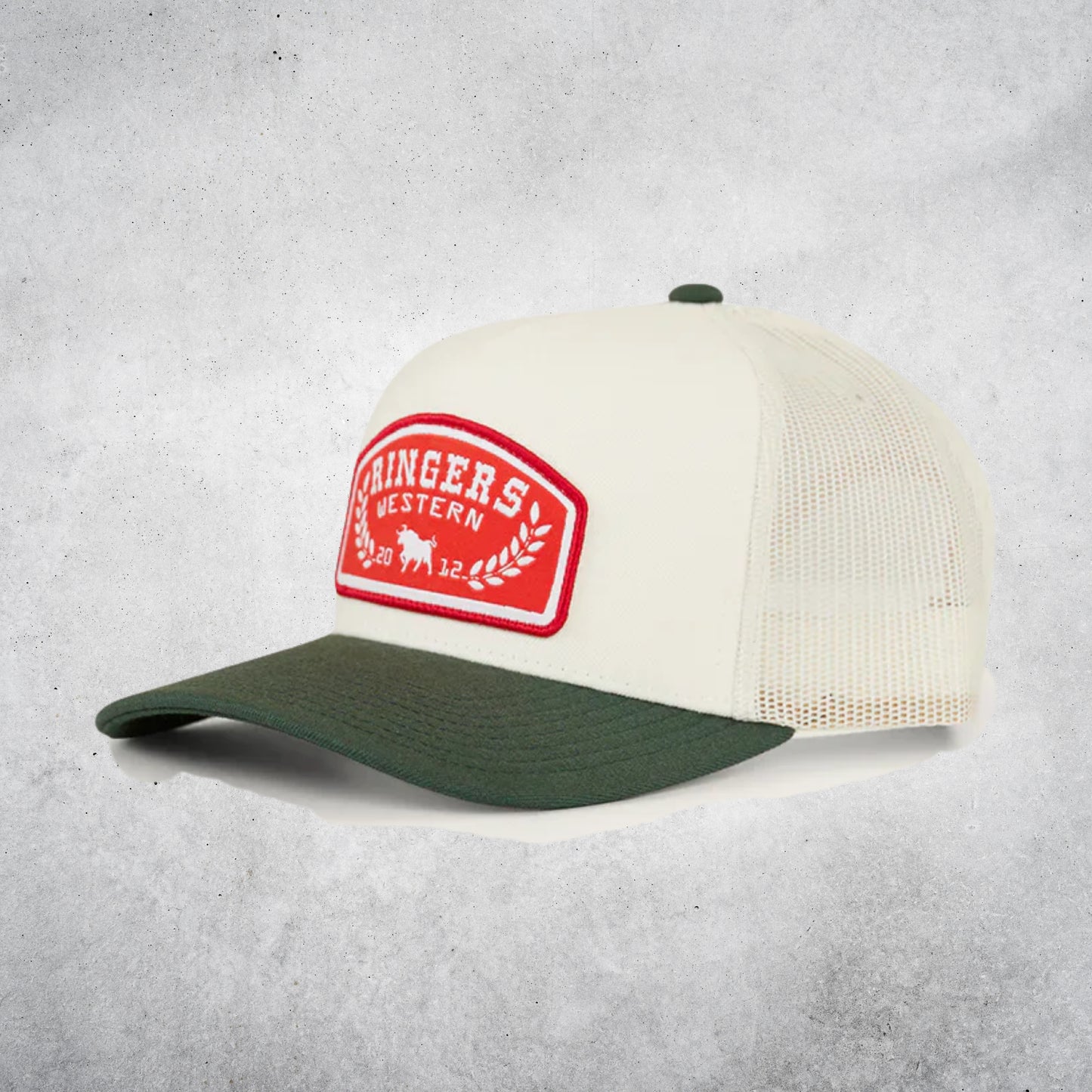 RINGERS WESTERN WHEATBELT WOOL TRUCKER CAP - OFF WHITE / PINE