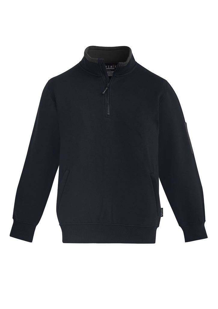 SYZMIK 1/4 ZIP BRUSHED FLEECE PULLOVER - NAVY