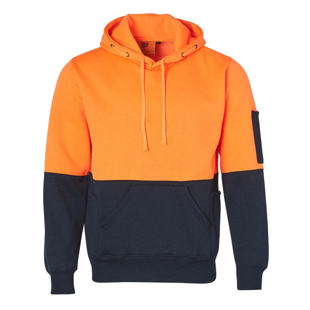 AIW HI - VIS TWO TONE KANGAROO POCKET HOODIE - ORANGE/NAVY - The Work Pit