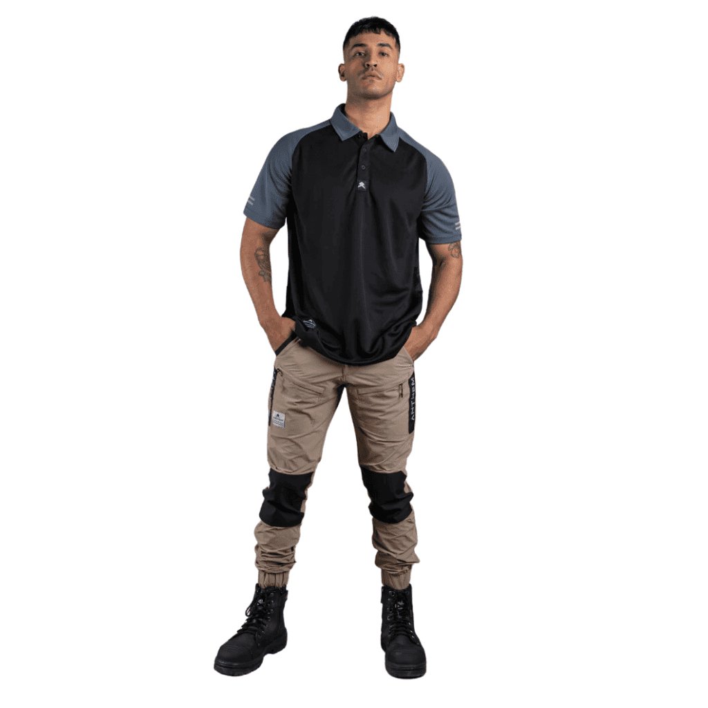ANTHEM HI FLOW PERFORMANCE POLO - BLACK - The Work Pit