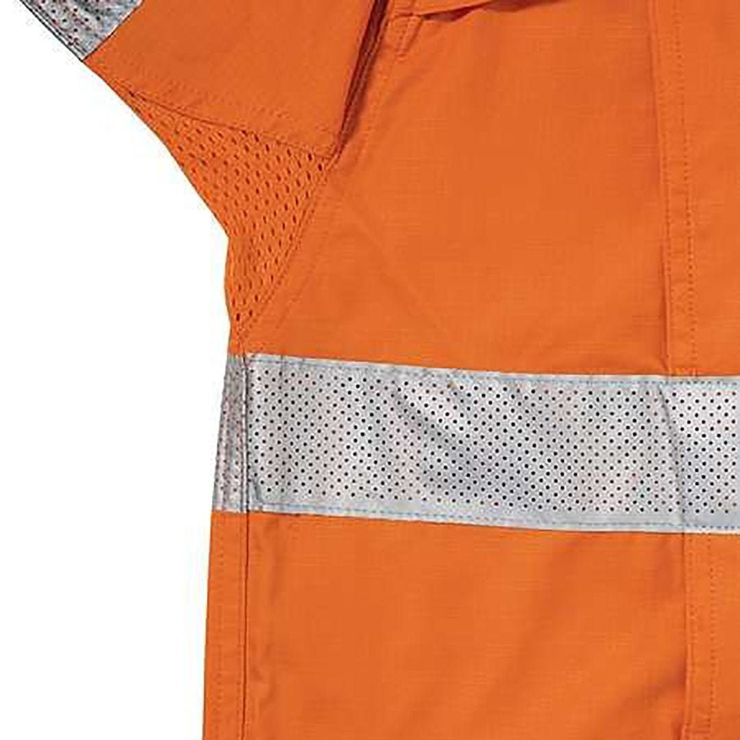BISLEY HI VIS X AIRFLOW RIPSTOP SHIRT ORANGE/NAVY - The Work Pit