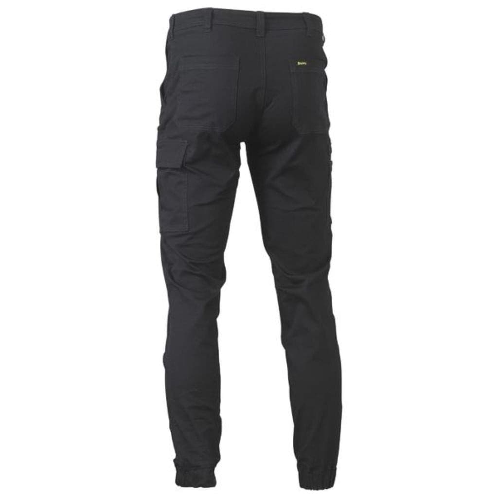 BISLEY MENS COTTON STRETCH CARGO CUFFED PANT BLACK - The Work Pit