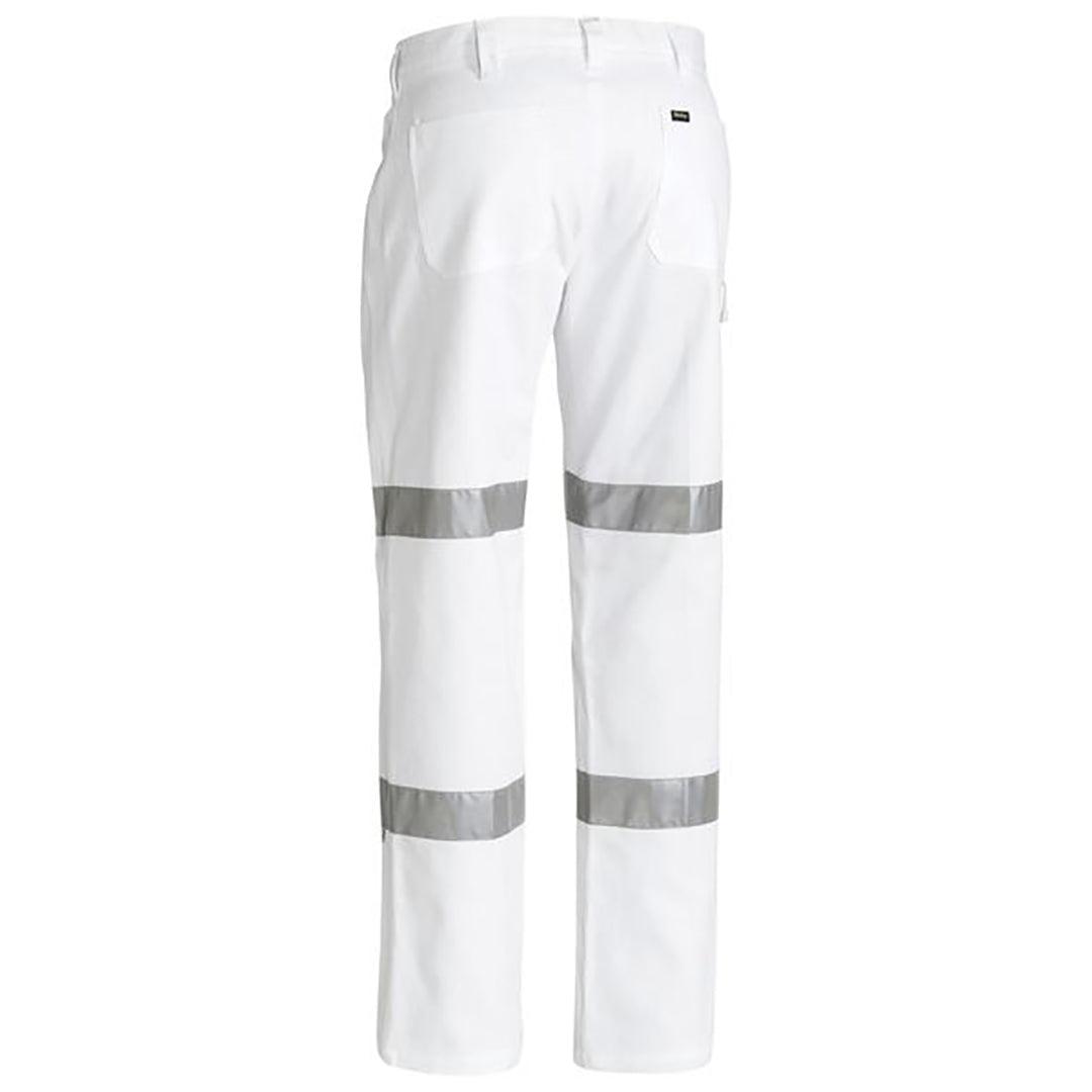 BISLEY TAPED NIGHT SAFETY PANTS WHITE - The Work Pit