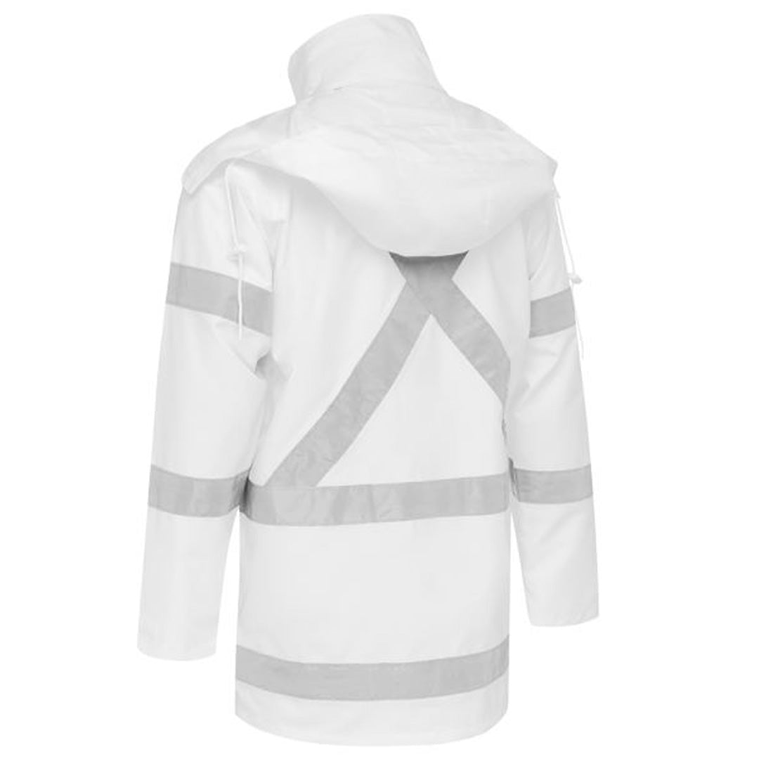 BISLEY UNISEX X TAPED SHELL RAIN JACKET - WHITE - The Work Pit