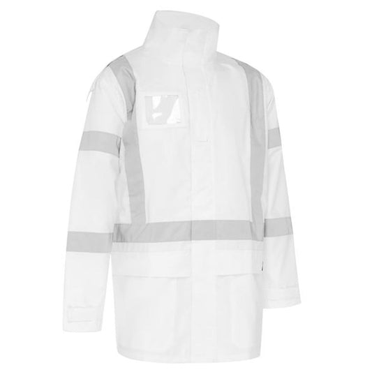 BISLEY UNISEX X TAPED SHELL RAIN JACKET - WHITE - The Work Pit