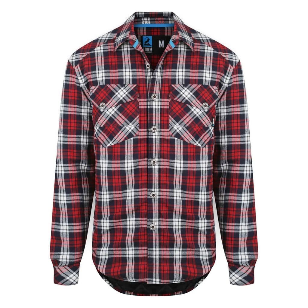 FORM WORKWEAR QUILTED CHECK FLANNEL SHIRT RED - The Work Pit