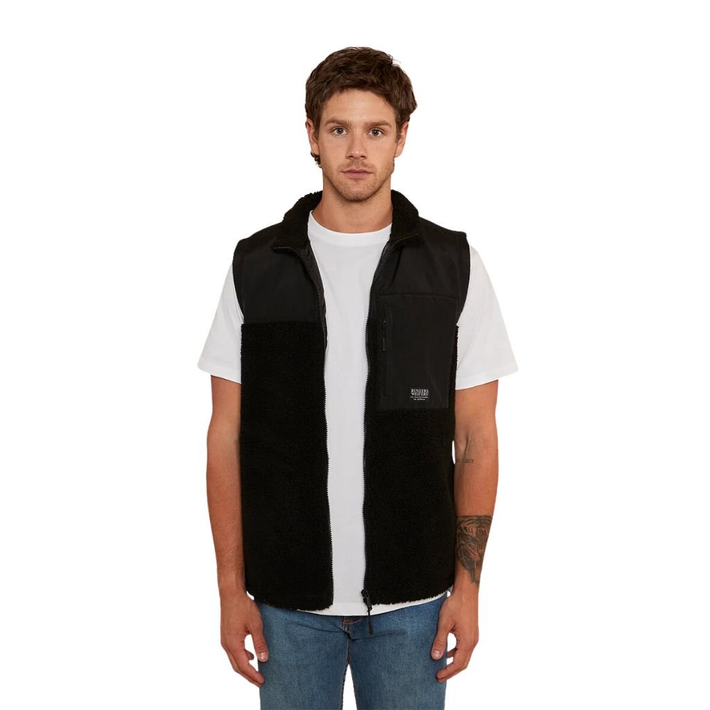 RINGERS WESTERN MENS HUME ZIP THRU VEST BLACK - The Work Pit
