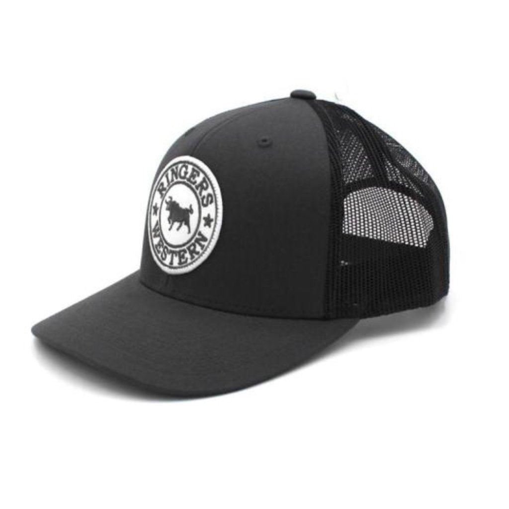 RINGERS WESTERN SIGNATURE BULL TRUCKER - CHARCOAL WITH CHARCOAL & WHITE PATCH - The Work Pit