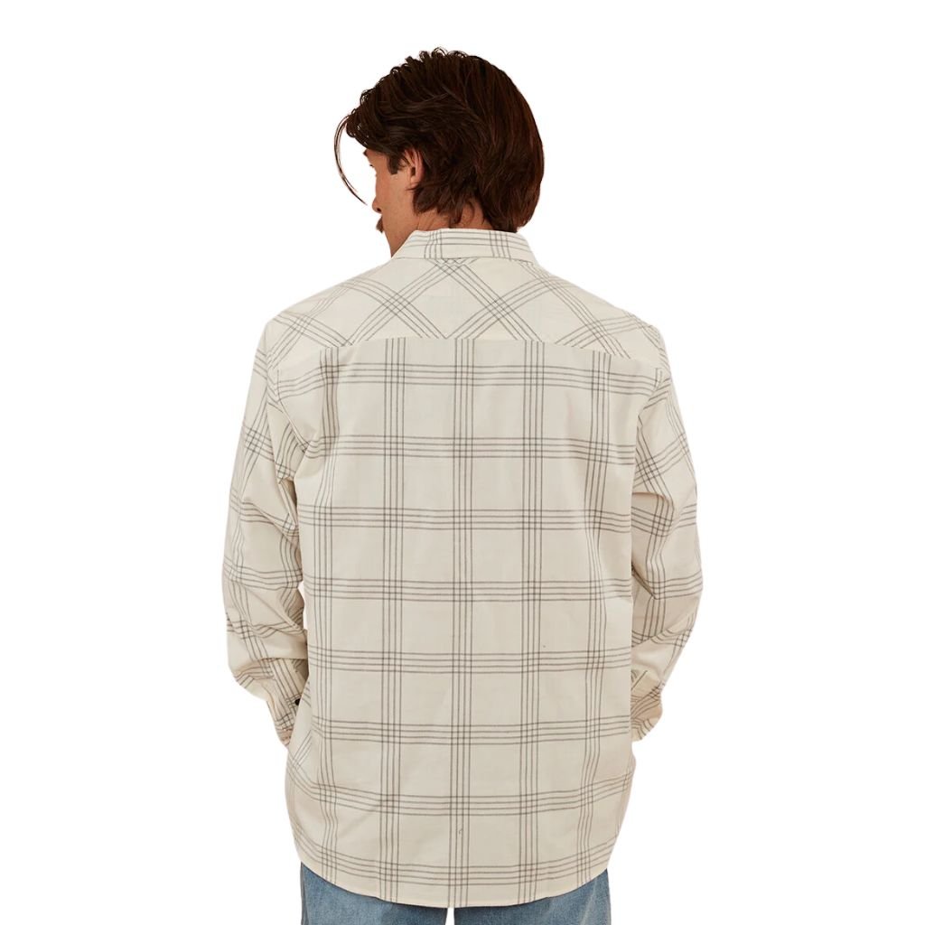 RINGERS WESTERN WYATT MENS CORDUROY SHIRT OFF WHITE/CHARCOAL - The Work Pit