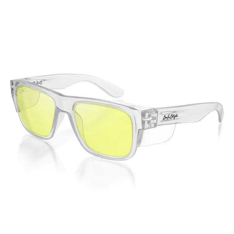 SAFESTYLE CLASSICS CLEAR FRAME YELLOW UV400 LENS - The Work Pit