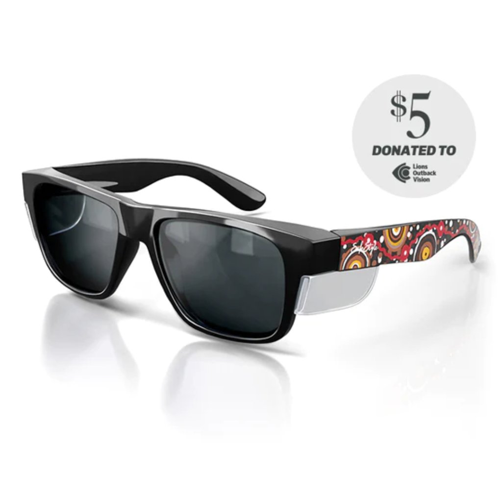 SAFESTYLE FUSION BLACK FRAME POLARISED UV400 LENS INDIGENOUS ART SERIES - The Work Pit