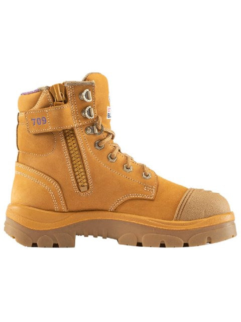 STEEL BLUE ARGYLE ZIP LADIES TPU SCUFF CAP BOOTS 512709 - WHEAT