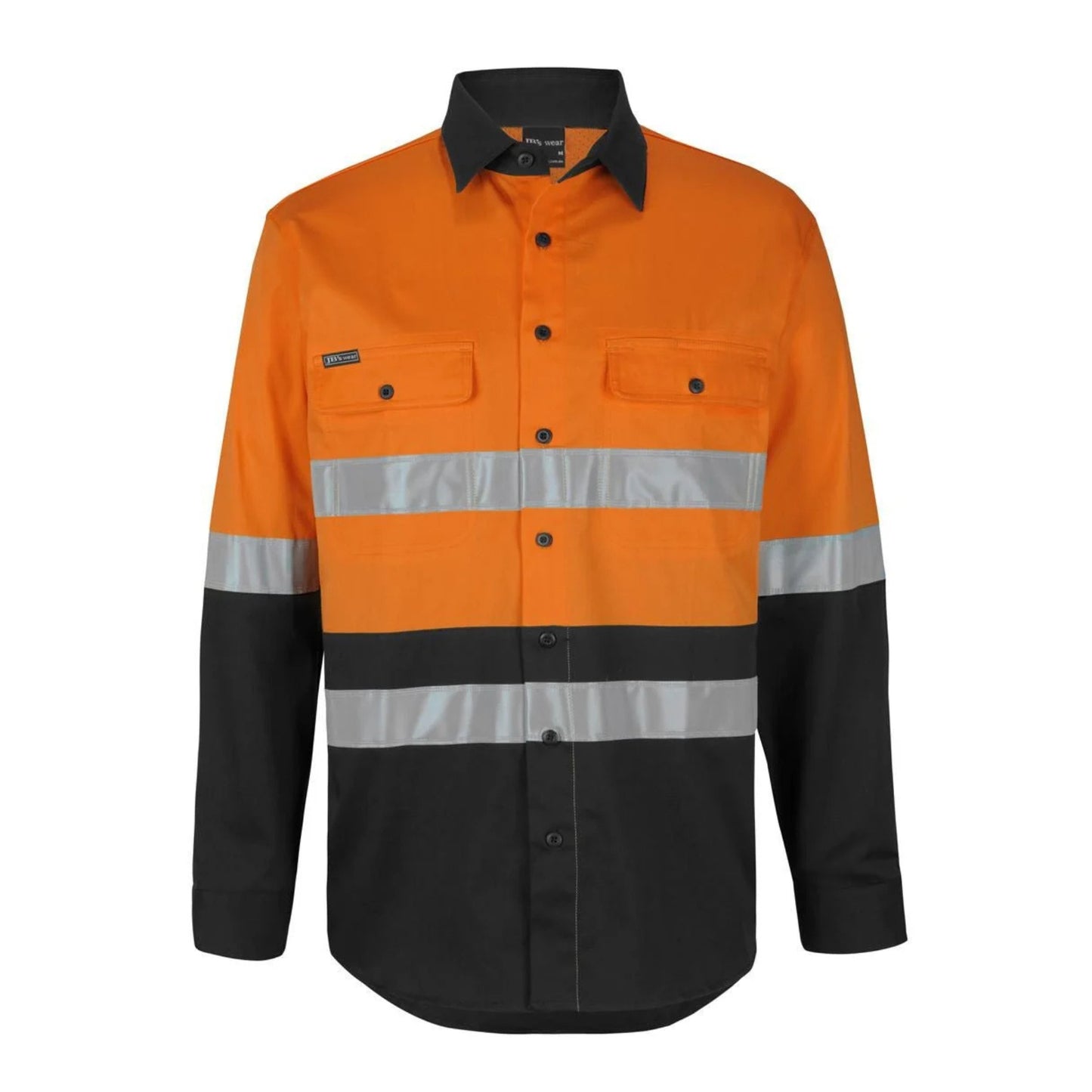 JB'S HI VIS (D+N) L/S STRETCH WORK SHIRT - ORANGE/BLACK