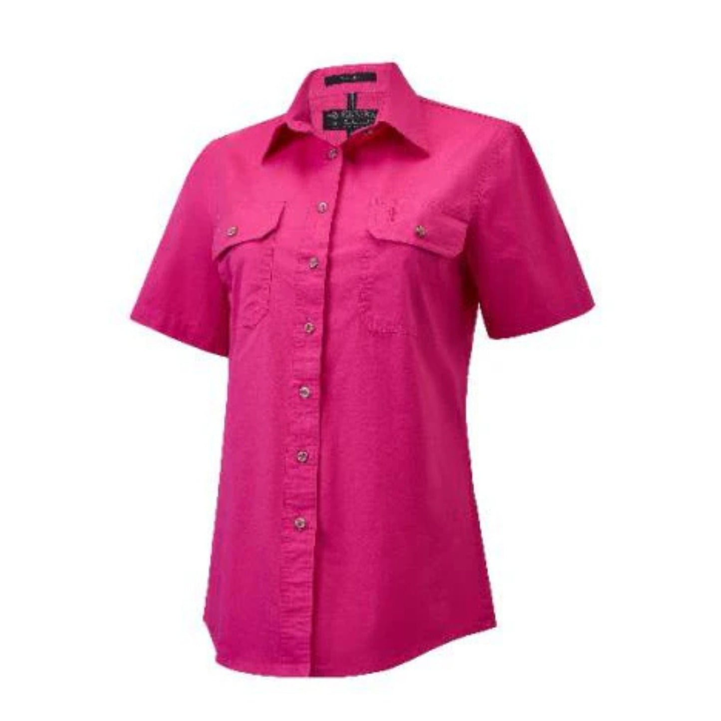 WOMEN'S PILBARA OPEN FRONT SHORT SLEEVE SHIRT - HOT PINK