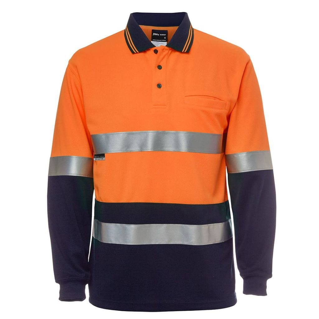 JBS HV L/S (D+N) TRAD POLO ORANGE/NAVY