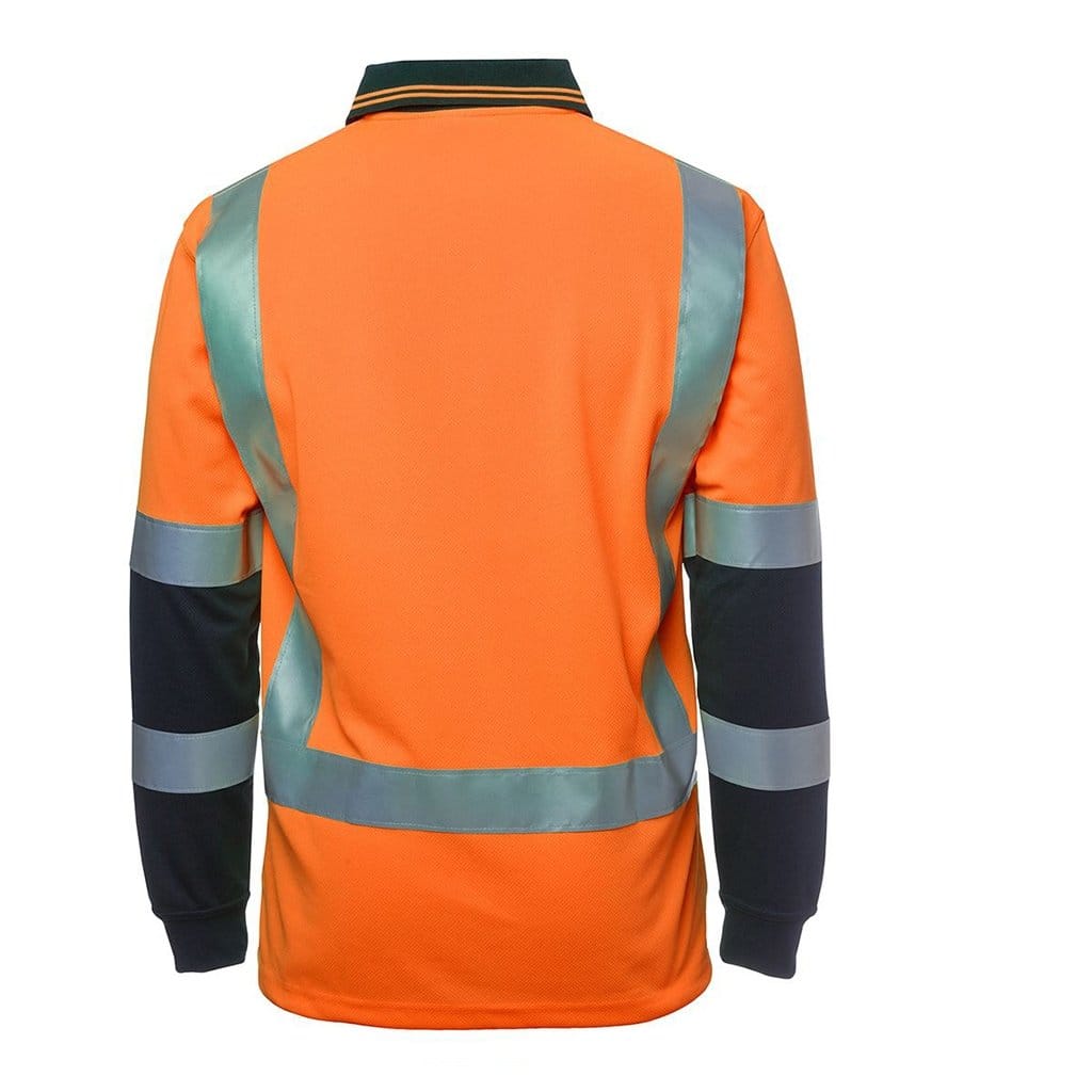 JB WEAR HI VIS L/S (D+N) TRAD POLO ORANGE/NAVY - The Work Pit