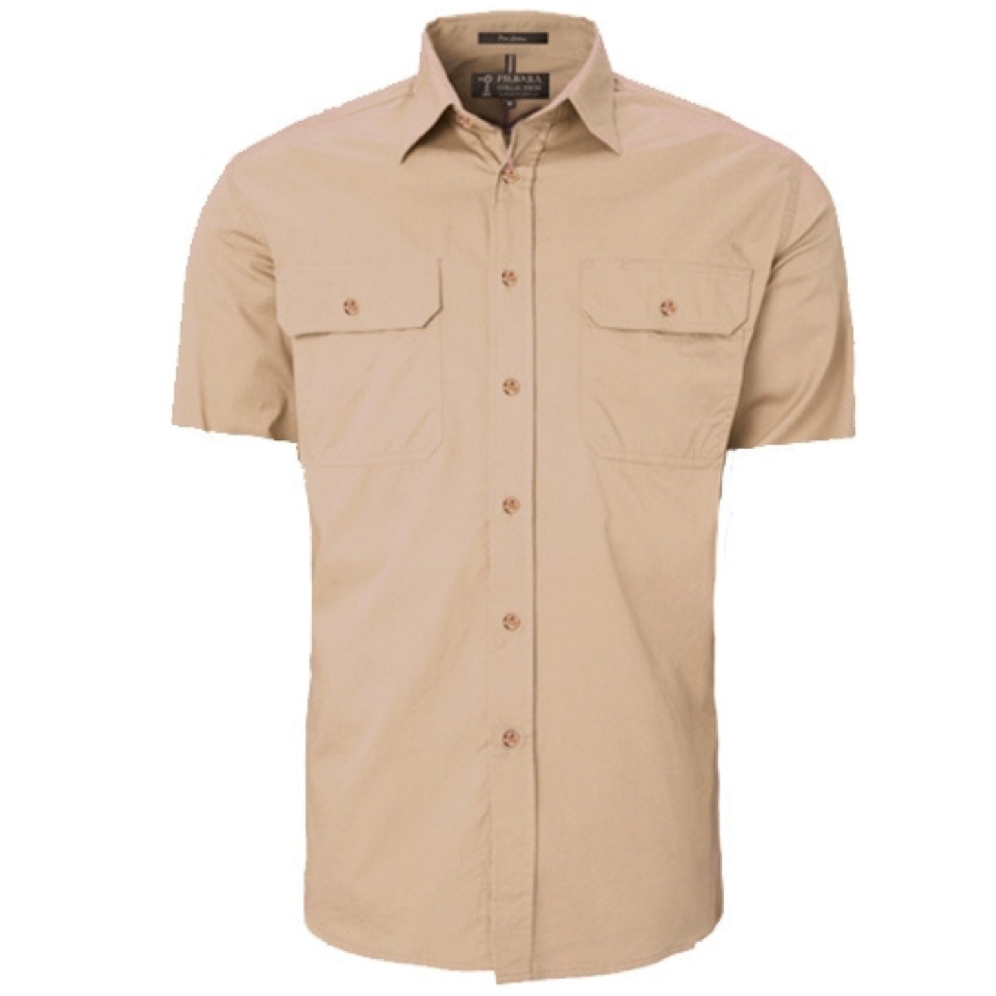 RITEMATE MENS PILBARA OPEN FRONT SHORT SLEEVE SHIRT