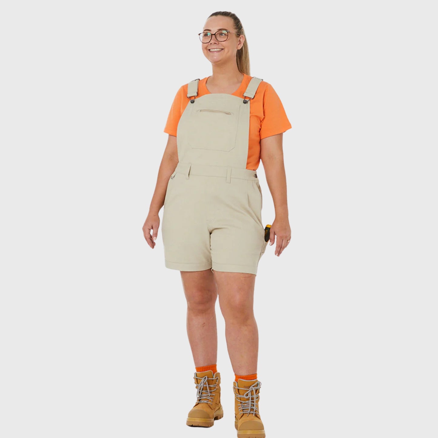 ZADIE WORKWEAR THE GRIND SHORTALL - STONE