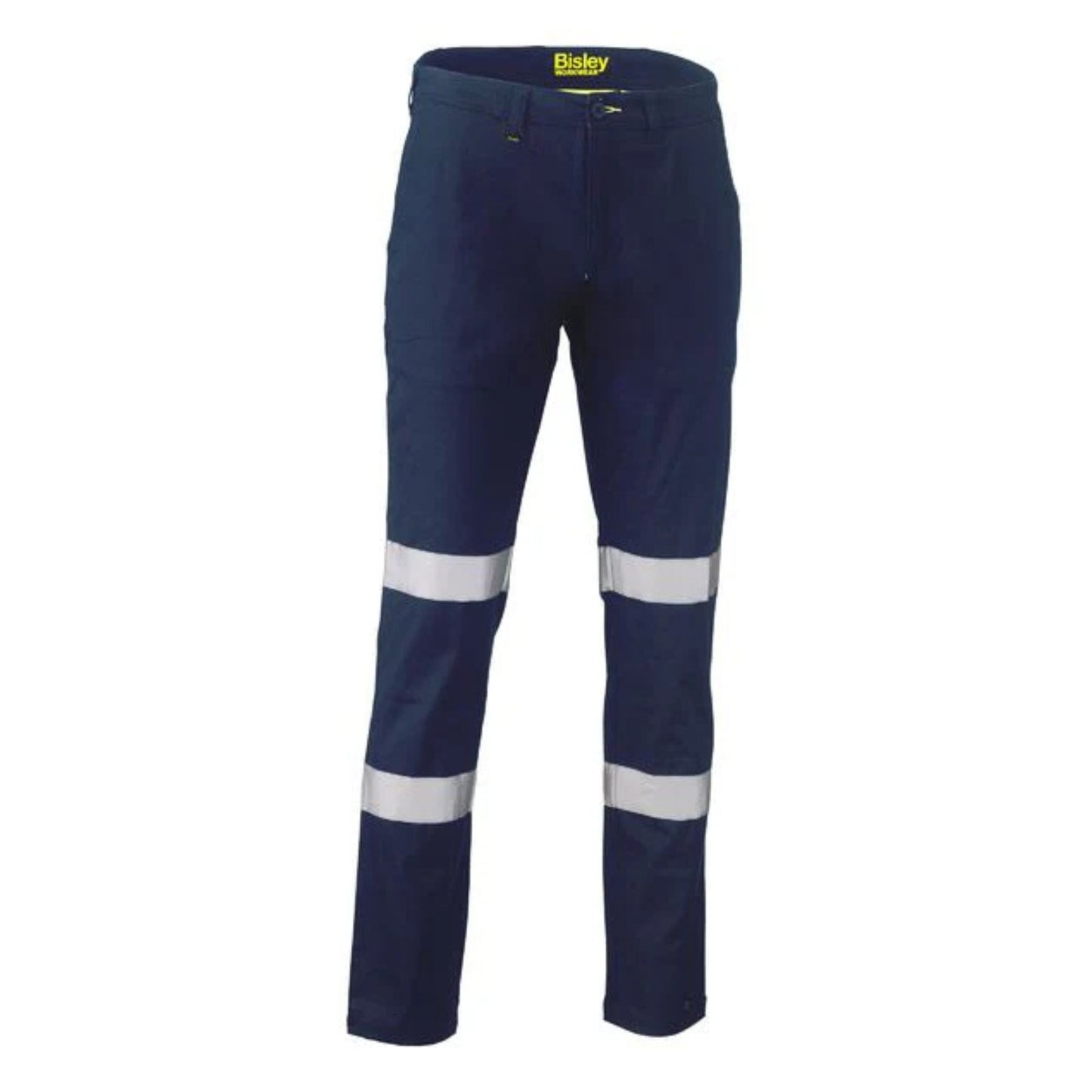 BISLEY MEN'S TAPED BIOMOTION STRETCH COTTON DRILL WORK PANTS - NAVY
