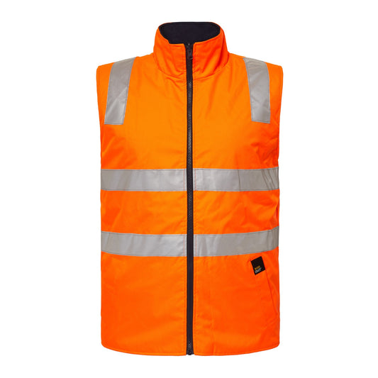 WORCRAFT HI VIS REVERSIBLE FLEECE REFLECTIVE TAPED VEST - NAVYY/ORANGE