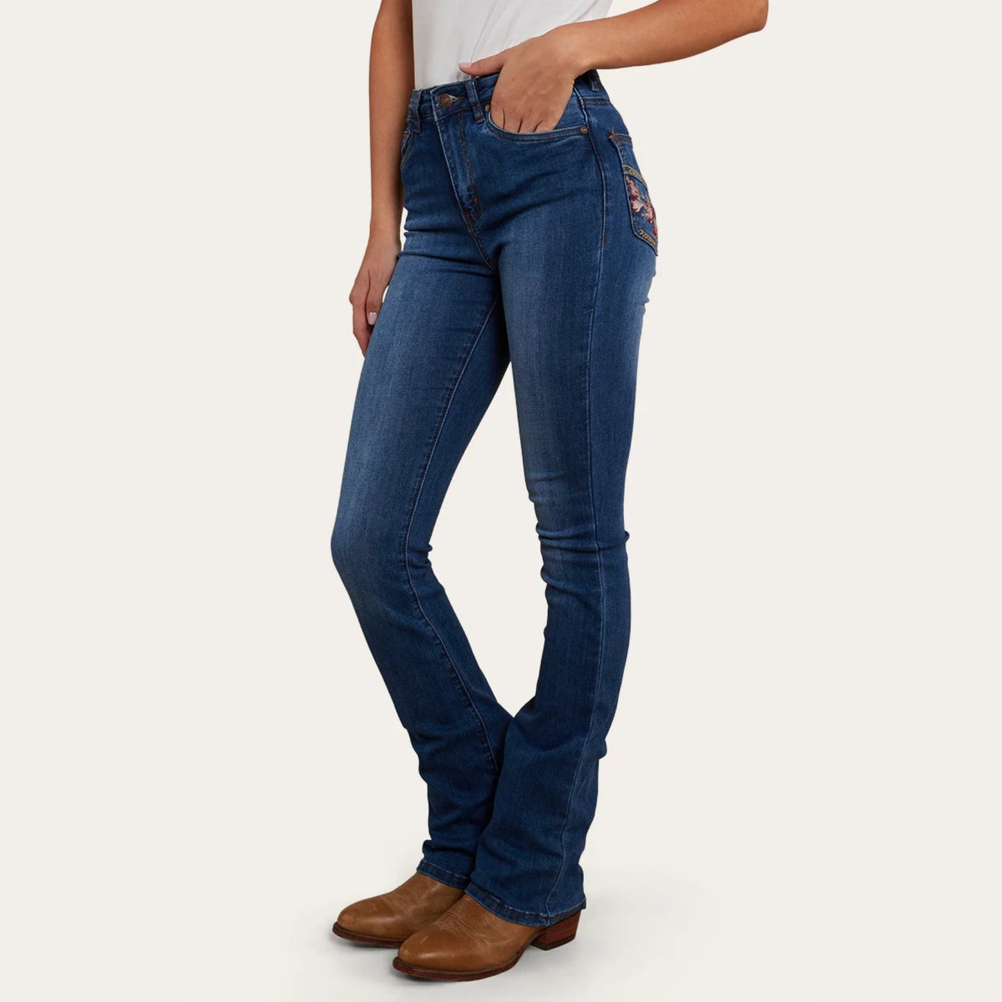 Ringers Western Penny Rodeo Womens High Rise Bootleg Jean - Vintage Blue