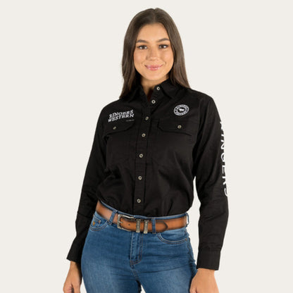 RINGERS WESTERN  SIGNATURE JILLAROO WOMENS LS FULL BUTTON WORKSHIRT BLACK/WHITE