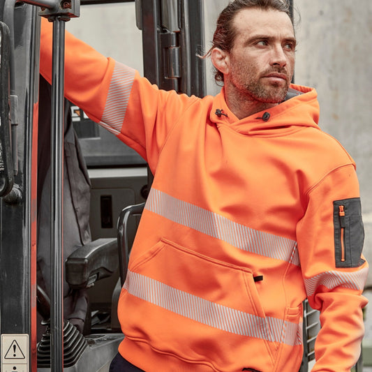 SYZMIK ZT867 UNISEX STREETWORX WATER RESISTANT HOODIE WITH SEGMENTED TAPE - ORANGE