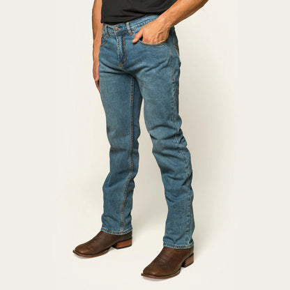 Ringers Western Muster Mens Slim Straight Fit Jean - Mid Wash Blue
