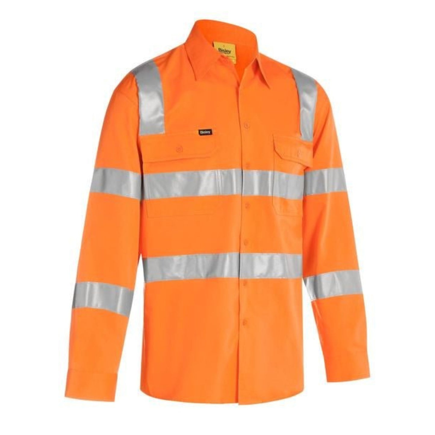 BISLEY TAPED BIOMOTION COOL LIGHTWEIGHT VIC RAIL SHIRT - RAIL ORANGE
