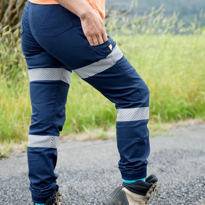 ZADIE WORKWEAR THE MIDDY PANT REFLECTIVE - NAVY TAPED