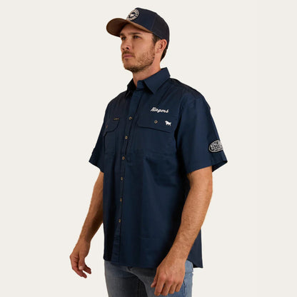 Big Rig Mens Short Sleeve Dress Shirt - NAVY